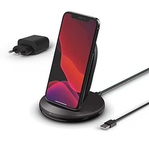 Belkin BoostCharge drahtloser Ladeständer, 15 W (Qi-Ladeständer zum schnellen drahtlosen Laden für Geräte wie iPhone, Samsung, Pixel) - Schwarz von Belkin