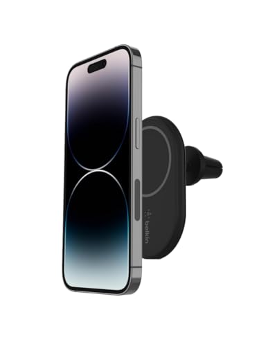 Belkin BoostCharge drahtloser magnetischer Kfz-Telefon-Halter, ladegerät compatibel mit MagSafe-fähigem iPhone 15, 14, 13, 12 und anderen Geräten (inkl. Kabel und Ladegerät) von Belkin