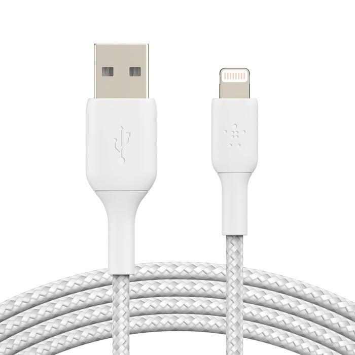 Belkin BoostCharge geflochtenes 2 m Lightning/USB-A Kabel, weiß Belkin BoostCharge geflochtenes 2 m Lightning/USB-A Kabel, weiß von Belkin