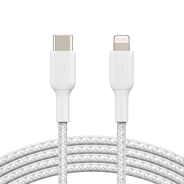 Belkin BoostCharge geflochtenes 2 m USB-C/Lightning-Kabel, weiß Belkin BoostCharge geflochtenes 2 m USB-C/Lightning-Kabel, weiß von Belkin
