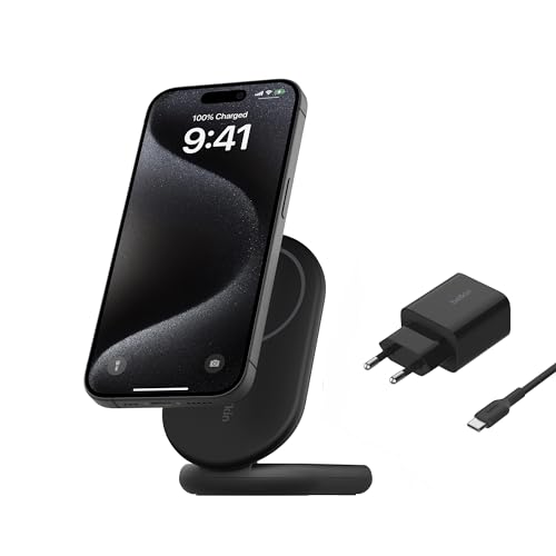 Belkin BoostCharge magnetisches einklappbares kabelloses Ladegerät Qi2, 15 W, MagSafe-kompatibles Schnellladegerät, geeignet für iPhone-Serie 16, 15, 14, 13, 12 und Standy-Modus, Netzteil – Schwarz Belkin BoostCharge magnetisches einklappbares kabelloses Ladegerät Qi2, 15 W, MagSafe-kompatibles Schnellladegerät, geeignet für iPhone-Serie 16, 15, 14, 13, 12 und Standy-Modus, Netzteil – Schwarz von Belkin