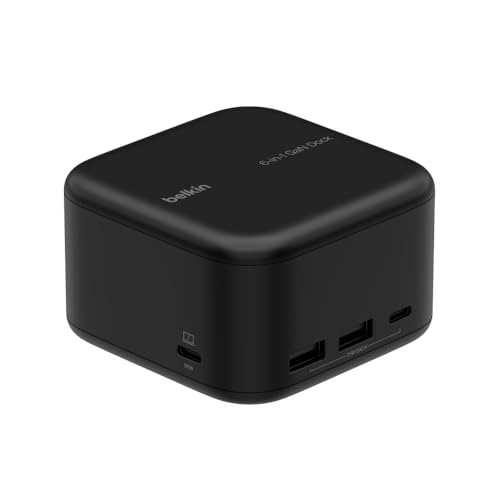 Belkin Connect USB-C-6-in-1-Core-GaN-Docking-Station (130 W), 96 W PD für Peripheriegeräte, USB-C, USB-A, Gigabit-Ethernet, HDMI-4K-Anschlüsse zum Gamen, für MacBook Pro, Windows-Laptops, Chromebook von Belkin