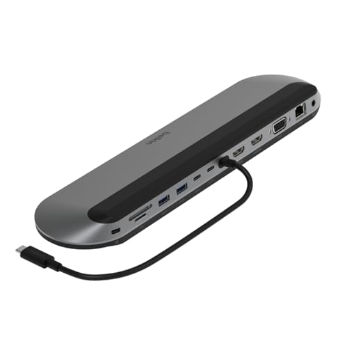 Belkin Connect Universal-USB-C-11-in-1-Pro-Dock für 3 Monitore, Silicon Motion-Technologie; für Chromebook, Mac- + Windows-Laptops; 100 W PD; Datentransfer mit 10 Gbit/s; 2,5-Gbit/s Ethernet, Schwarz von Belkin