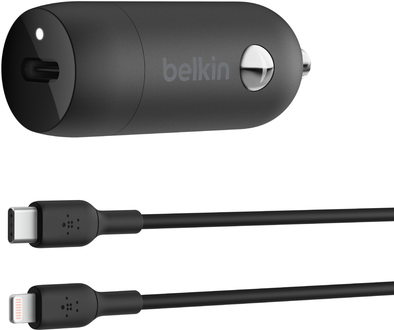 Belkin Dual USB-C Kfz-Ladegerät incl. Lightning, 1m, schwarz (CCA004bt1MBK-B5) von Belkin