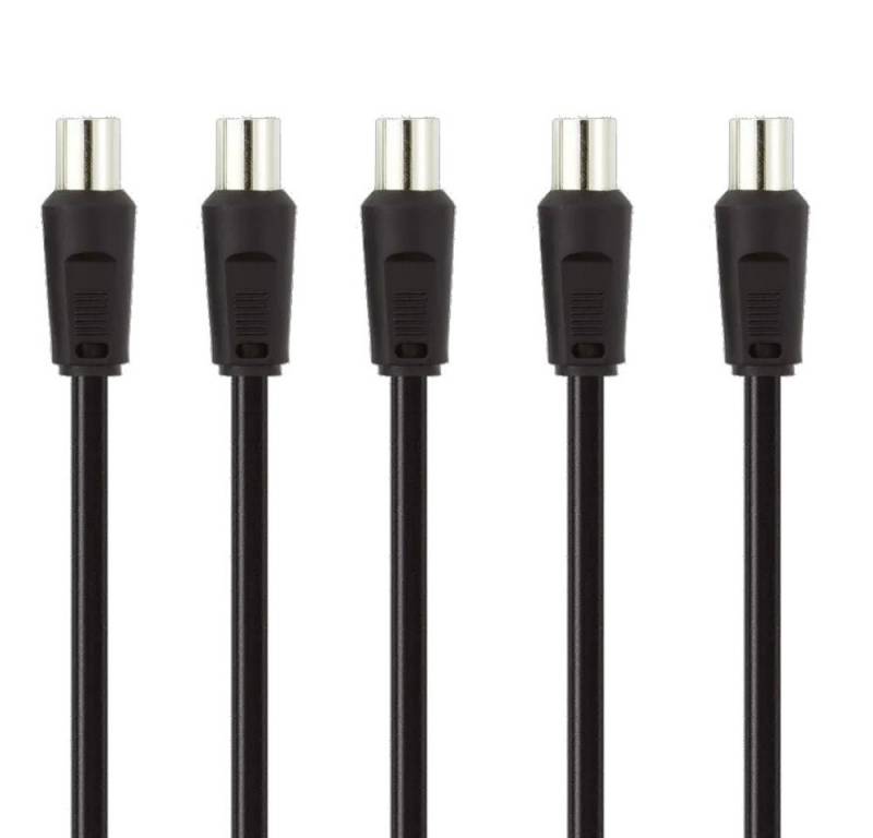 Belkin F3Y053BF1M Koaxial Antennenkabel [5erpack] Audio- & Video-Kabel, RCA, RCA (100 cm), Koax Stecker Sat Kabel 75dB Antennen Kabel 1m von Belkin