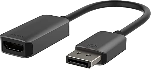 Belkin HDMI/DisplayPort-Adapter, DP 1.2 auf HDMI 2.0-Konverter für 4K-Monitor, 60 Hz, mit HDR 10, kompatibel mit HDCP 2.2, unidirektional AVC011btSGY-BL Schwarz 0.7 FT von Belkin
