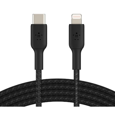 Belkin Lightning/USB-C Kabel ummantelt mfi zertifiziert 1m Schwarz von Belkin