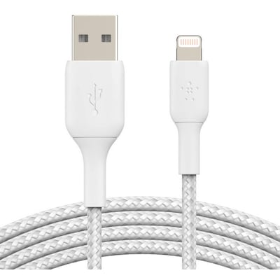 Belkin Lightning Lade/Sync Kabel ummantelt mfi zertifiziert 2m Weiß von Belkin