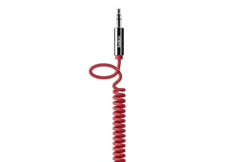 Belkin MIXIT Audio Spiral Kabel 3,5mm Klinke 1,8m AUX Stereo Kabel Rot Audio-Kabel, 3,5-mm-Klinke, Spiralkabel, Metallstecker von Belkin