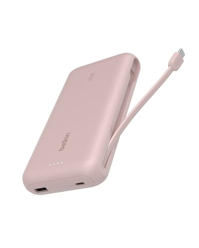 Belkin Portable Powerbank zum Schnellladen mit integriertem Kabel 20K PD 30 W, USB-C Power Delivery, Akkupack für die iPhone 16-Serie, iPad Pro, Galaxy S25-Serie usw., Rosa Belkin Portable Powerbank zum Schnellladen mit integriertem Kabel 20K PD 30 W, USB-C Power Delivery, Akkupack für die iPhone 16-Serie, iPad Pro, Galaxy S25-Serie usw., Rosa von Belkin