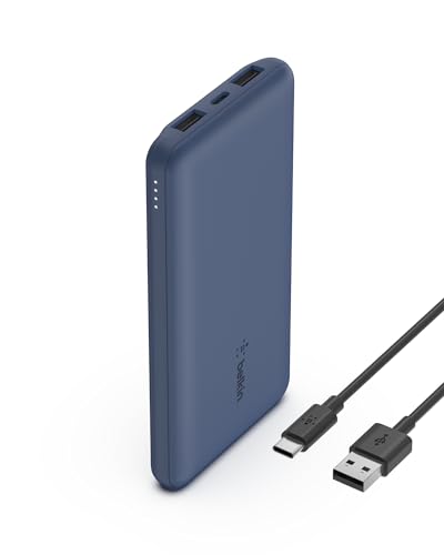 Belkin Powerbank 10000mah, tragbares USB-C-Ladegerät mit 1 USB-C- & 2 USB-A-Anschlüssen, Akkupack zum Laden mit bis zu 15 W, externe handyakkus für iPhone, Galaxy, Pixel, AirPods, iPad usw. – Blau von Belkin