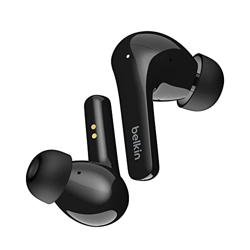 Belkin SOUNDFORM Flow True Wireless Noise-Cancelling-Kopfhörer, kabellos, Bluetooth-Kopfhörer, schweiß- und spritzwassergeschützt, Schutzart IPX5, 31 Std. Betrieb, für iPhone, Galaxy, Pixel – Schwarz von Belkin