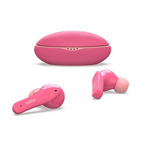 Belkin SOUNDFORM Nano, Bluetooth-Kopfhörer für Kinder, kabellos, 85-dB-Begrenzung zum Gehörschutz, Online-Unterricht, Schule, IPX5-zertifiziert, 24 Std. Betrieb – Rosa, One Size, PAC003 von Belkin