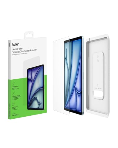 Belkin ScreenForce TemperedGlass Displayschutzfolie für iPad Air, 11", Schutzfolie mit Härtegrad 9H, Hartglas, 0,33 mm dünn, kratzfest, einfache Anbringung, kompatibel mit Hüllen und Apple Pencil Belkin ScreenForce TemperedGlass Displayschutzfolie für iPad Air, 11", Schutzfolie mit Härtegrad 9H, Hartglas, 0,33 mm dünn, kratzfest, einfache Anbringung, kompatibel mit Hüllen und Apple Pencil von Belkin
