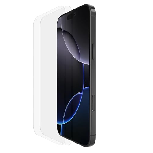 Belkin ScreenForce TemperedGlass Schutzfolie für iPhone 16 Pro Max, dünn displayschutz, kristallklar schutzglas, kratzfest, Positionierungsrahmen für Blasenfreie Applikation, 2er-Pack Belkin ScreenForce TemperedGlass Schutzfolie für iPhone 16 Pro Max, dünn displayschutz, kristallklar schutzglas, kratzfest, Positionierungsrahmen für Blasenfreie Applikation, 2er-Pack von Belkin