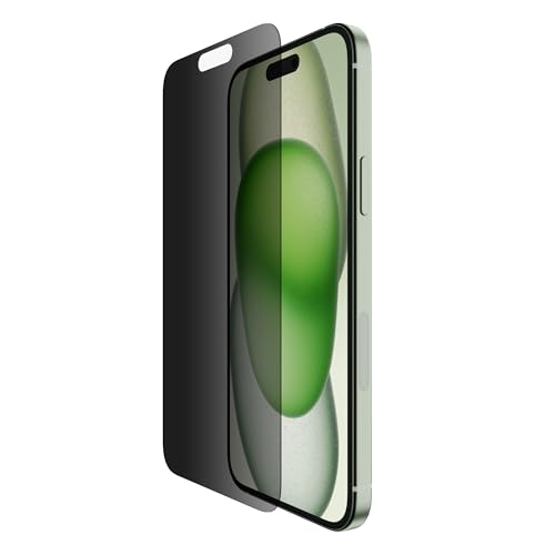 Belkin ScreenForce TemperedGlass antimikrobielle Display-Privacy-Schutzfolie für iPhone 15 Plus/iPhone 14 Pro Max, dünn und kratzfest, inklusive Positionierungsschale für eine blasenfreie Applikation von Belkin