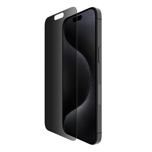 Belkin ScreenForce TemperedGlass antimikrobielle Display-Privacy-Schutzfolie für iPhone 15 Pro Max, dünn und kratzfest, inklusive Positionierungsschale für eine blasenfreie Applikation von Belkin