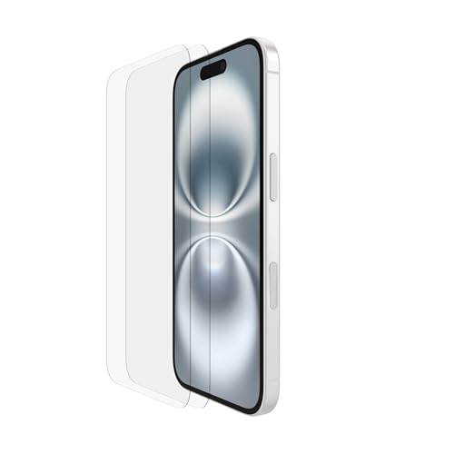 Belkin ScreenForce TemperedGlass antimikrobielle Display-Schutzfolie für iPhone 15, dünn, kristallklar, kratzfest, Positionierungsrahmen für Blasenfreie Applikation, 2er-Pack, Exklusiv bei Amazon von Belkin