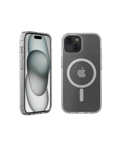 Belkin SheerForce antimikrobielle, mit MagSafe kompatible Handyhülle für iPhone 15 Plus, durchsichtige iPhone 15 Plus Hülle mit integrierten Magneten, erhöhten Rändern zum Schutz des Displays, Kamera von Belkin