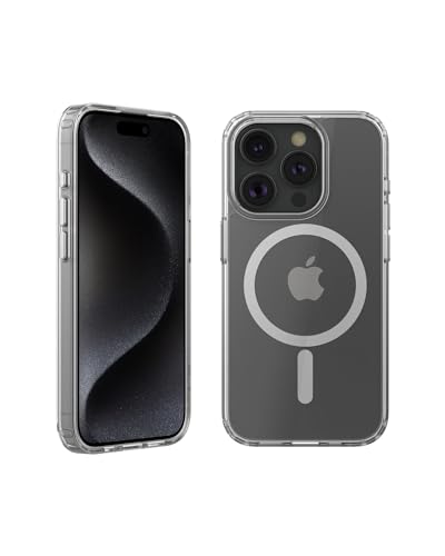 Belkin SheerForce antimikrobielle, mit MagSafe kompatible Handyhülle für iPhone 15 Pro, durchsichtige iPhone 15 Pro Hülle mit integrierten Magneten, erhöhten Rändern zum Schutz des Displays, Kamera von Belkin