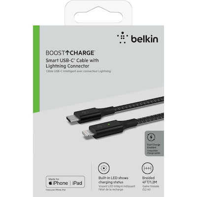 Belkin Smart LED USB-C auf Lightning Kabel 1,2m schwarz von Belkin