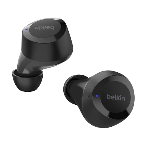 Belkin SoundForm Bolt True Wireless In-Ear-Kopfhörer, kabelloser Kopfhörer mit Mikrofon, Akkulaufzeit bis zu 28 Std., Monomodus, Schweiß- und Spritzwasserschutz der Schutzart IPX4, für iPhone, Galaxy von Belkin