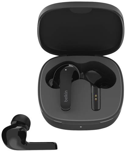 Belkin SoundForm Flow In Ear Headset Bluetooth® Schwarz Noise Cancelling Headset, Ladecase, Schwei� von Belkin