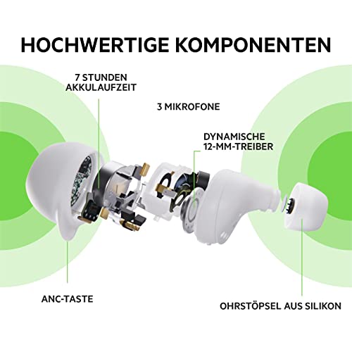 Belkin SoundForm Immerse True Wireless In-Ear-Kopfhörer, hybrides ANC, drahtloses Laden, IPX5-Wasserschutz, Wo ist? von Apple Weiß von Belkin