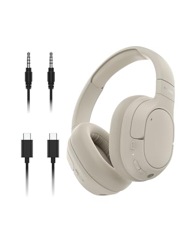 Belkin SoundForm Isolate Noise Cancelling Kopfhörer kabellos Bluetooth Kopfhörer, Headset mit Mikrofon, Over-Ear-Kopfhörer mit 60 Stunden Wiedergabe, tiefer Bass, CloudCushion Hörmuscheln – Sandfarben von Belkin