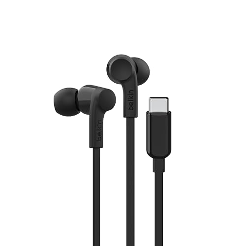 Belkin SoundForm Kopfhörer mit Kabel, In Ear Kopfhörer mit Mikrofon und USB‑C-Stecker für iPhone 16/15, iPad Mini, Galaxy S24, Android- und andere Geräte mit USB-C-Anschluss – Schwarz von Belkin