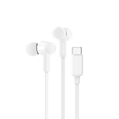 Belkin SoundForm Kopfhörer mit Kabel, In Ear Kopfhörer mit Mikrofon und USB‑C-Stecker für iPhone 16/15, iPad mini, Galaxy S24, Android- und andere Geräte mit USB-C-Anschluss – Weiß von Belkin