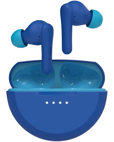 Belkin SoundForm Nano 2 Bluetooth In-Ear Kinderkopfhörer mit integriertem Mikrofon, 28 Std. Akkulaufzeit, Lautstärkebegrenzung auf 85 dB, wasserfest nach IPX5, für iPhone, iPad, Galaxy usw. – Blau Belkin SoundForm Nano 2 Bluetooth In-Ear Kinderkopfhörer mit integriertem Mikrofon, 28 Std. Akkulaufzeit, Lautstärkebegrenzung auf 85 dB, wasserfest nach IPX5, für iPhone, iPad, Galaxy usw. – Blau von Belkin