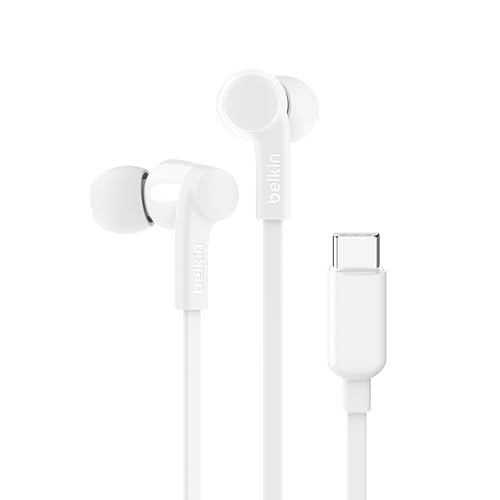 Belkin SoundForm kabelgebundener In-Ear-Kopfhörer mit USB‑C-Stecker, Headset mit Mikrofon; Kopfhörer mit kabel für iPhone 15, iPad, Samsung Galaxy, Android- & Geräte mit USB-C-Anschluss - Weiß von Belkin