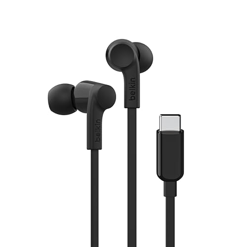 Belkin SoundForm kabelgebundener In-Ear-Kopfhörer mit USB‑C-Stecker, Headset mit Mikrofon; Kopfhörer mit kabel für iPhone 15, iPad , Samsung Galaxy, Android- & Geräte mit USB-C-Anschluss - Schwarz von Belkin