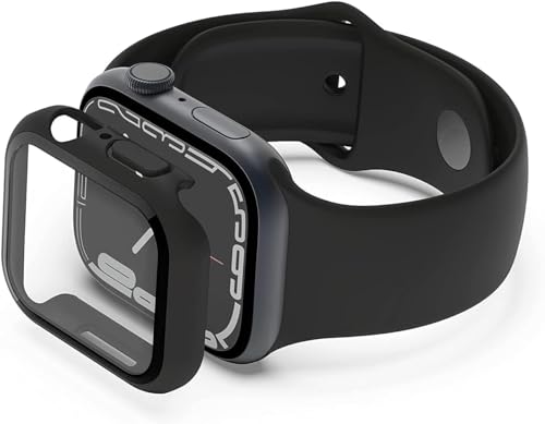 Belkin TemperedCurve 2-in-1-Displayschutz (41 mm) für Apple Watch Series 9, 8, 7, vollflächige Display-Schutzfolie mit Schutzrand, Hartglas-Displayschutz, Apple Watch Zubehör – Schwarz von Belkin