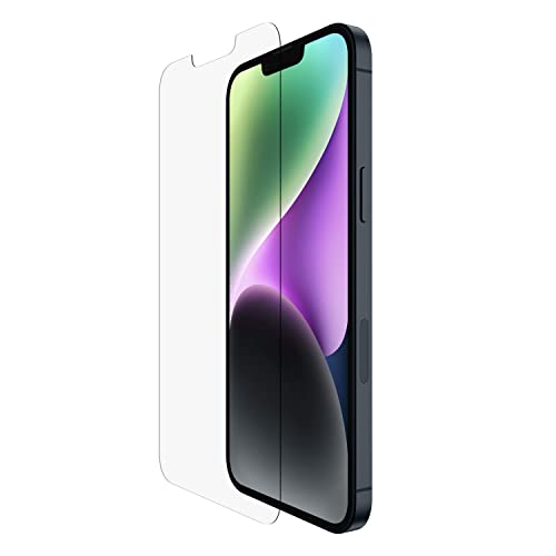 Belkin TemperedGlass iPhone 14 Plus/iPhone 13 Pro Max Displayschutz, einfache, blasenfreie Applikation mit dem enthaltenen Rahmen, nachgewiesener Härtegrad von 9H, kratzfeste Display-Schutzfolie von Belkin