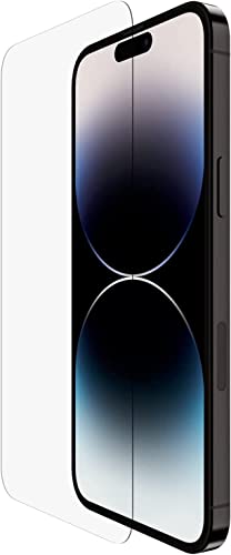 Belkin TemperedGlass iPhone 14 Pro Max Displayschutz, antimikrobielle Beschichtung, einfache blasenfreie Aufbringung mit enthaltener Positionierungsschale, in Tests nachgewiesener Härtegrad von 9H von Belkin