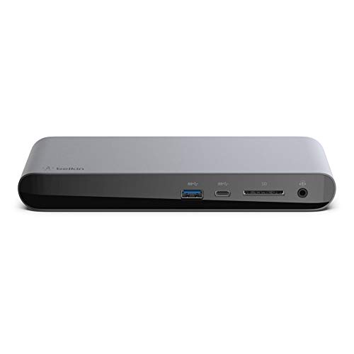 Belkin Thunderbolt 3 Dock Pro mit 0,8 m langem Thunderbolt 3-Kabel (Thunderbolt Dock für macOS und Windows), Ports für 2 Monitore mit 4K bei 60 Hz, Datenraten von 40 Gbit/s, Upstream-Laden mit 85 W von Belkin