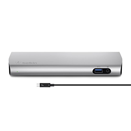 Belkin Thunderbolt 3 Dock mit 0,8 m Thunderbolt 3 Kabel (Thunderbolt Dock für MacBook Pro Modelle ab 2016 oder neuer, einschließlich der Version 2018), Dual 4K @ 60Hz, 40 Gbit/s Datenübertragungsgeschwindigkeiten) von Belkin
