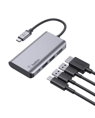 Belkin USB-C-4-in-1-MultiPort-Adapter (mit 4K-HDMI, USB-C, 100 W PD zum Laden per „Passthrough“, 2 USB A-Ports für Geräte wie Macbook Pro, MacBook Air, iPad Pro und XPS) von Belkin