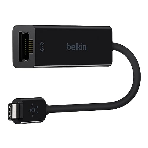 Belkin USB-C auf Gigabit Ethernet Adapter (15cm, USB-C Stecker, RJ45-Buchse, unterstützt 10/100/1000BASE-T) schwarz von Belkin
