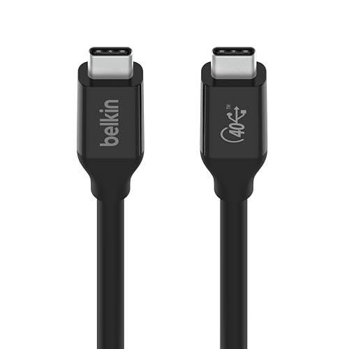 Belkin USB4-USB-C/USB-C-Kabel, USB-IF-zertifiziert mit Power Delivery bis zu 100W, Datentransferraten von 40 Gbit/s und abwärtskompatibel zu Thunderbolt 3, USB 3.2 und mehr, 0,8m von Belkin
