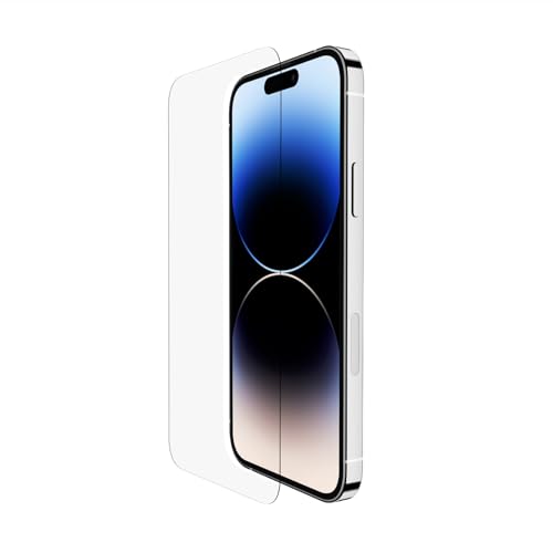 Belkin UltraGlass iPhone 14 Pro Displayschutz, antimikrobielle Beschichtung, einfache blasenfreie Aufbringung mit enthaltener Positionierungsschale, in Tests nachgewiesener Härtegrad von 9H von Belkin