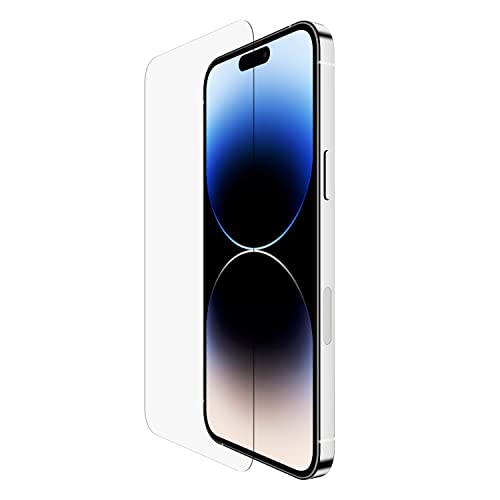 Belkin UltraGlass iPhone 14 Pro Max Displayschutz, antimikrobielle Beschichtung, einfache blasenfreie Aufbringung mit enthaltener Positionierungsschale, in Tests nachgewiesener Härtegrad von 9H von Belkin
