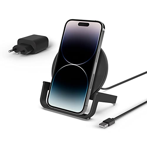 Belkin drahtloser BoostCharge Ladeständer, 10 W (Qi-zertifiziertes schnelles drahtloses Ladegerät für das iPhone oder Geräte von Herstellern wie Samsung und Google), Schwarz von Belkin