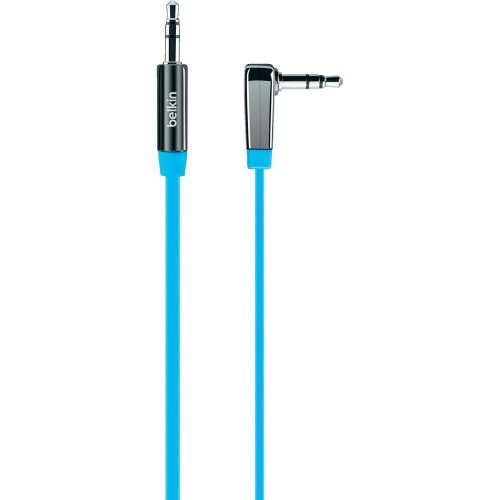 Belkin flaches Audio-Kabel (3,5 mm auf 3,5 mm mit abgewinkeltem Klinkeanschluss, 0,9 m) blau von Belkin