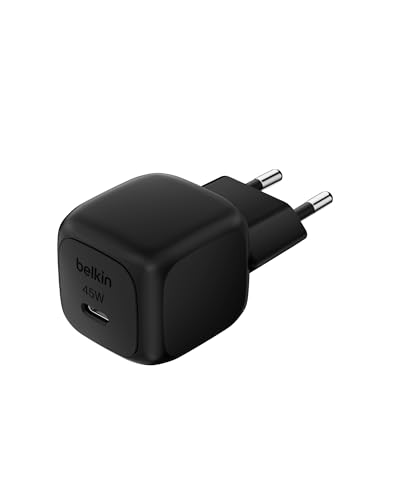 Belkin kompaktes USB Ladegerät (45 W), USB-C Power Delivery zum Schnellladen für Apple iPhone 16, 16 Plus, 16 Pro, 16 Pro Max, iPhone 15-Serie, Samsung Galaxy S25, iPad, AirPods usw. – Schwarz von Belkin