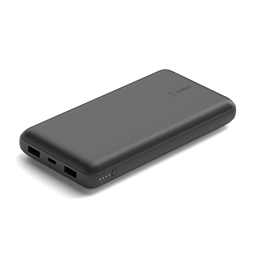Belkin tragbares USB-C-Ladegerät, 20.000mAh, 20K Powerbank mit USB-C-Ein-/Ausgang und 2 USB-A-Anschlüssen mit USB-C/USB-A-Kabel für iPhone, Galaxy, Pixel, iPad, AirPods und andere Geräte – Schwarz von Belkin