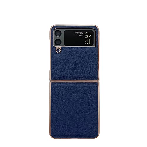 BellaCase Samsung Galaxy Z Flip 4 Hülle, Echtledertasche, Eleganter Schutz für Samsung Galaxy Z Flip 4, Echtleder, Kabelloses Laden, Blau-1 von BellaCase