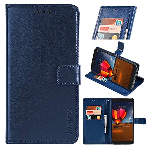 BellaCase TCL 405/406/408 Handyhülle Hülle Leder Flip Case [Kartenfach] [Standfunktion] [Magnetschnalle] Wallet Cover für TCL 405/406/408 Smartphone(Dunkelblau) von BellaCase